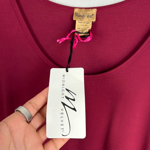 Midnight Velvet midi dress plus size 3X jersey knit fit & flare burgundy NEW - Picture 12 of 15